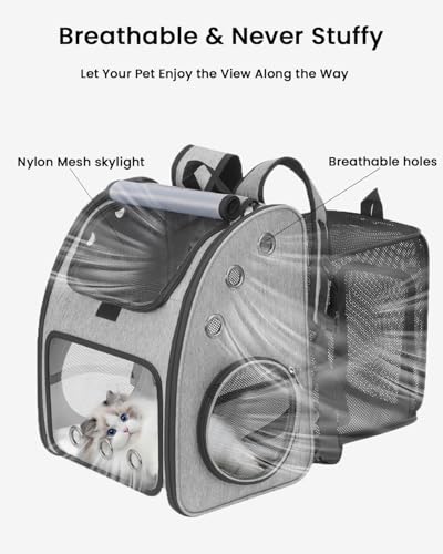 Expandable Cat Backpack Carrier for Small Cats/Dogs Airline Approved | Pet Carrier Backpack with Large Space/Breathable Mesh/Anti-Collapse,for Travel/ Hiking/Camping/Vet, Up to 18 lbs - color: Grey
