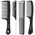 SALONSILK 4PCS Professional Comb Set, Wide Tooth Rat Tail Fine Tooth Hair Combs, Braiding Cutting Barber Styling Curly Parting Set for Men and Women - color: Black-4 PCS