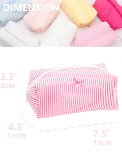 PAZIMIIK Cozy Makeup Bag for Women,Zipper Cosmetic Pouch,Stripe Candy Pink | Soft Cosmetic Organizer for Makeup,Skincare,Toiletries,Daily Beauty Essentials,Purse,On-the-Go,Bridesmaid Gifts - color: Stripe Candy Pink