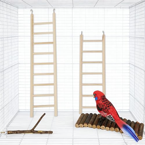 Bird Ladder Parrot Toy Set Birdcage Accessories Parrot Perch Stand for Parakeets Parrots Cockatoo Lovebirds Birdie