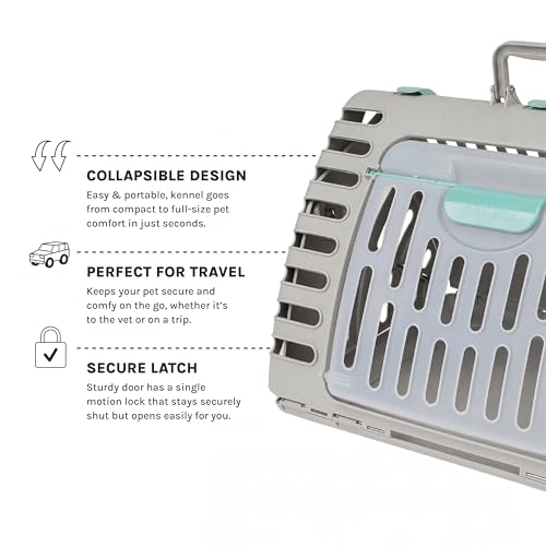 SportPet X-Large Hard-Sided Travel Cat Carrier - Cat Carrier with Patented Wide Side-Opening Door, Foldable Portable Pet Carrier with Removable Bed for Cats & Small Pets up to 35lbs - Gray - color: XL Carrier w/ Bed (Gray)