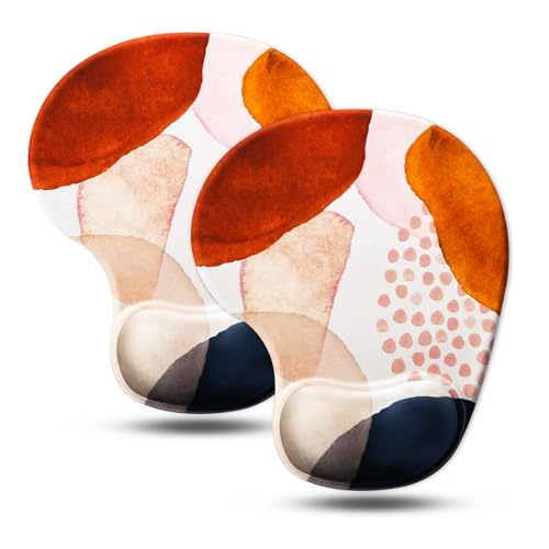 JIKIOU Ergonomic Mouse Pad with Gel Wrist Rest 2 Pack, Portable Small Boho | Upgraded-Prevent Gel Leakage, Ergonomic Design for Pain Relief, Cooling Gel filled, Smooth Lycra Surface, Non-Slip PU Base - color: 07Boho