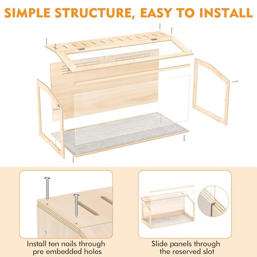 XiaZ Large Hamster Cage,40Inch Hamster Cage with Panoramic View and Ventilated Top, Spacious Acrylic Glass Habitat for Syrian Dwarf Hamsters and Degus, Natural Wood Frame Enclosure - size: 40.0"L x 20.0"W x 20.0"H