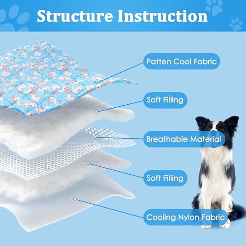 Dog Cooling Mat, Cooling Blanket for Large Dogs Bed Cover, Ice Silk Cool Pad for Dogs Furniture Protector, Premium Soft Washable Pet Blanket (40"×60"/Blue) - color: Blue, size: Large