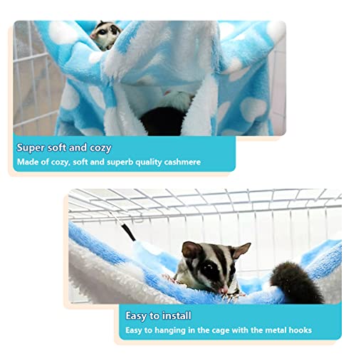 LEFTSTARER Rat Ferret Sugar Glider Cage Hammock Bedding Small Pet Cage Accessories Toy Triple-Layer Hammock Bedding for Hamster Guinea Pig Sugar Glider Rat Ferret Chinchilla Playing Sleeping (Blue) - color: Blue