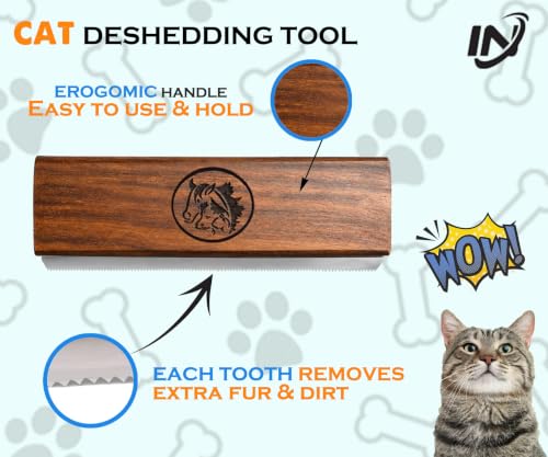 Original Deshedding Grooming Tools for Dogs, Cats & Horse Easy Ergonomic Wooden Groom pro Professional Brush Grooming Tool, Remove painlessly 95 Percent of Lose Hair Fur & Dirt (5 inch) - size: 5 Inch
