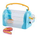 kathson Hamster Cage Travel Carrier Portable Cage with Water Bottle Outgoing Cage and Adjustable Strap Pet Cage for Small Pet Hedgehog Sugar Glider Squirrel Mice（Blue） - size: 9.8"L x 10.0"W x 7.3"H