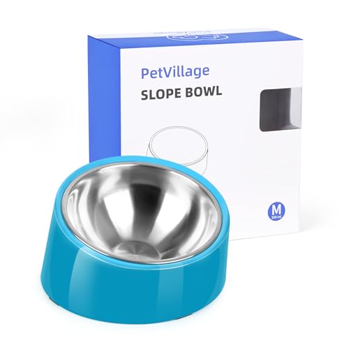 Tilted Dog Bowl Non-Slip & Non-Spill Pet Feeder with Elevated Detachable Melamine Stand, Easy to Get Food Dog Dish, M/180ml Blue - color: Blue, size: Medium(180ml)