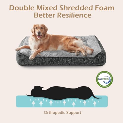 JOEJOY XL Orthopedic Dog Bed for Large Dogs - Extra Thick Foam Pet Bed Sofa with Bolster Sides, Large Sized Dog Couch Bed with Removable Washable Cover, Non-Slip Bottom, Light Grey(45"x32") - color: Light Grey, size: XL Plus(45"L x 32"W x 9.5"Th)