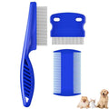 3 Pack Dog Grooming Comb, Flea Lice Pet Combs, Stainless Steel Cat Combs with Rounded Teeth, Double Sided Professional Tear Stain Remover, Dematting Tool for Small Medium Large Pets