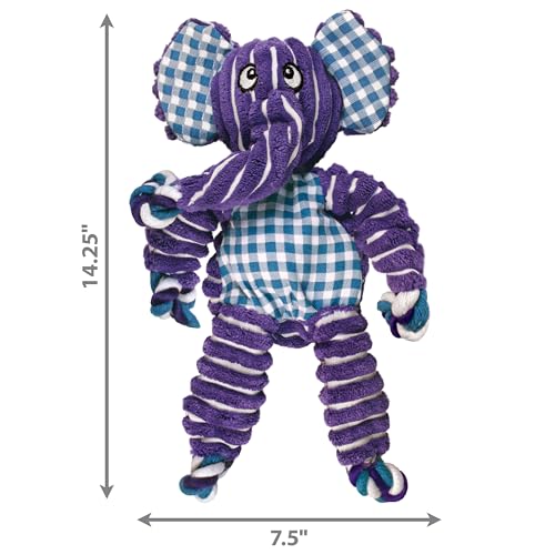 KONG Floppy Knots Rope and Plush Dog Toy, Elephant, Medium/Large | Knotted Rope & Plush Toy with Minimal Stuffing & a Squeaker, Great for Teething, Tugging & Lively Play - color: Elephant, size: Medium/Large