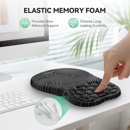 TECKNET Ergonomic Mouse Pad with Wrist Rest,Soft Comfortable Massage Design | Memory Foam and Non-Slip PU Base for Pain Relief, Office Gaming Mousepad for Desk, Home, Office - Black - color: Black White