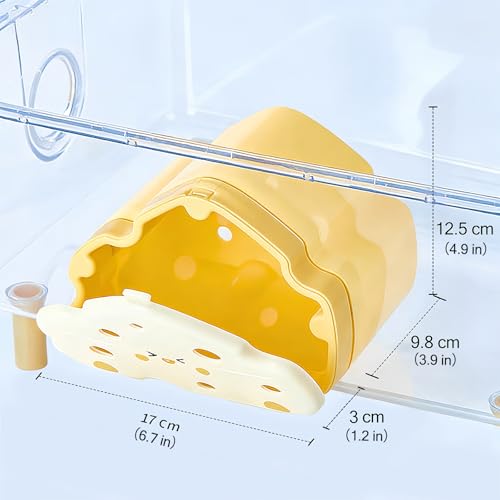Cheese Hamster Hideout with Magnetic Door(Only for Acrylic Hamster Cage),Hamster House,Hamster Habitats,Plastic Hamster Peek House,Hamster Peekaboo Hide for Dwarf/Syrian Hamster/Gerbil