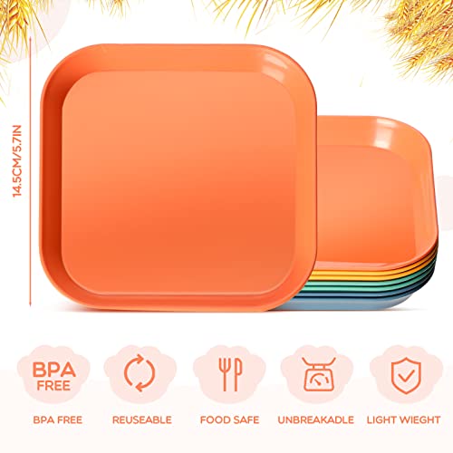 8Pcs Whisker Fatigue Free Cat Bowls, 6 inch Cat Food Bowl, Wheat Straw Cats Dishes, Pet Plate for Kittens and Short Legged Cats - color: 8 Pcs Square - 4 Color