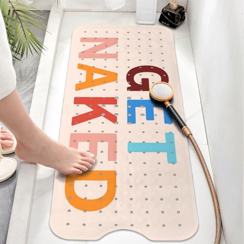 Get Naked Bath Mat for Tub, Non Slip Bathtub Mat for Baby Rubber Tub Mat, Cute Kids Bath Mats for Bathroom Funny Anti Slip Shower Mat with Suction and Drain Holes Machine Washable, 40″X16″ - color: B04, size: 40" x 16" (Rectangular)