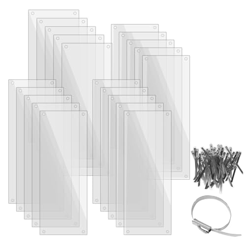 20 Pcs Pet Cage Liner 15.7'' x 6'', Cage Urine Guard Side Lining Clear Sheet with 100 Pcs Stainless Steel Zip Ties, Anti-Urine Side Lining Sheet for Rabbit Guinea Pig Hamster Ferret Chinchilla