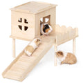 Guinea Pig Hideout, Guinea Pig House & Castle with Ramp, Platform | Multi Level Fun, Pet Friendly Wooden Board, Easy‑Climb Ramp, Well‑Ventilated Resting House, Available for Multiple Species - size: Style 2: 11.8 x 11 inches
