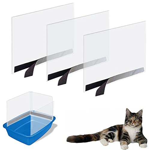3 Pack Cat Litter Box Pee Shields, High Side Open Top Kitty Litter Pan Shield - Keep Mess in The Pan, (Box Not Included) - size: 3 pcs shields