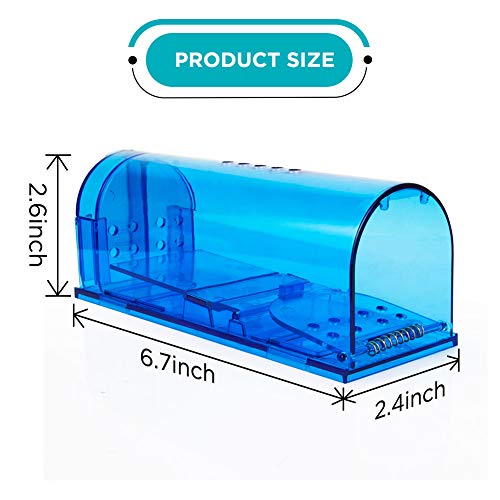Humane Mouse Trap Reusable! [2-Pack] - Catch and Release No-Kill Rodent Traps for Indoors & Outdoors - Safe for Children & Pets - Reusable Mouse Catcher for Kitchen, Pantry & Garage Blinc (Blue) - size: 2 Pack