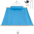 Lazy Daze 12 FT Sunbrella Fabric Hammock, Non-Fading Double Outdoor Hammock | 2 Person Hammock with Pillow, Straps, Carabiners , All Weather Fade Resistant for Outside, Canvas Pacific Blue - color: Canvas Pacific Blue