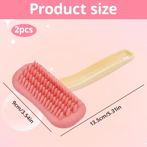 2 Pack Rabbit Grooming Kit, Bunny Brush, Soft Silicone Small Pet Brush for Shedding Season and Bath Time, Gentle Massage Comb for Rabbits, Chinchillas, Cats and Dogs