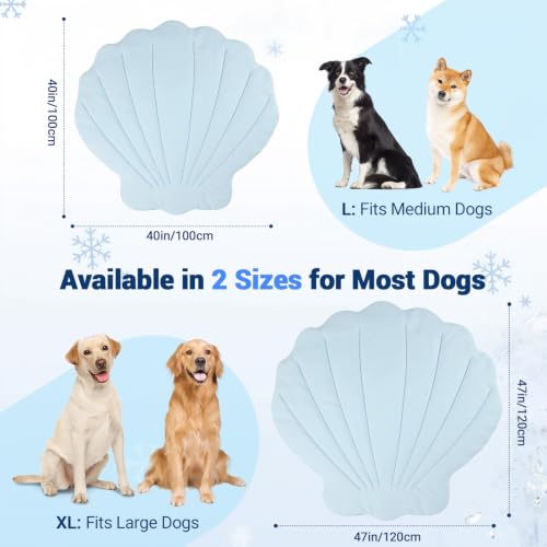 Q-Max>0.5 Dog Cooling Mat (Cool&Warm), 47''×47'', XL, Shell Sky Blue | Double-Sided Self-Cooling Mat for Dog, Pet Cool Pads for Summer, Crate, Kennel, Machine Washable, Cat Cool Bed, Non-Gel - color: Shell-Sky Blue, size: XL
