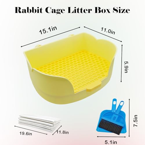 PINVNBY Rabbit Cage Litter Box,Plastic Bunny Litter Pan Detachable Rabbits Corner Potty Training Bedding Boxes with Grate for Guinea Pig Chinchilla Hedgehog Ferret(Yellow) - color: 【Yellow】