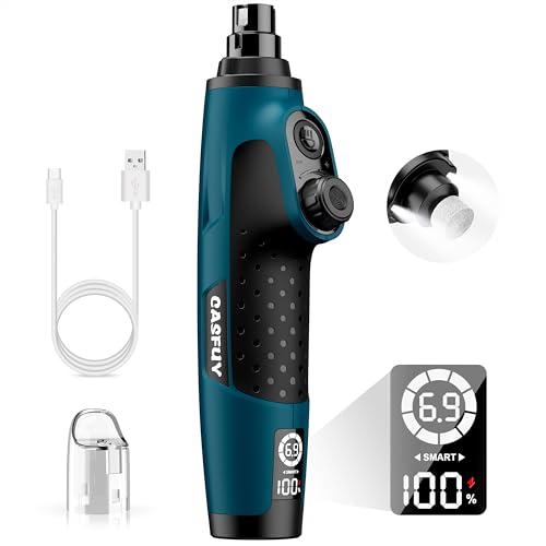 Casfuy Smart 6-Speed Dog Nail Grinder - 50% More Power Pet Nail Grinder with 2 LED Lights Quiet Rechargeable Electric Dog Nail Trimmers File Toenail Grinder for Large Medium Small Dogs & Cats (DB) - color: Dark Blue