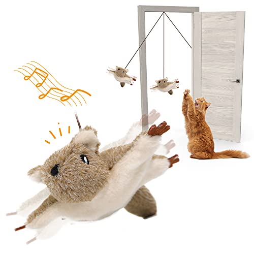 Flapping Cat Toy, Motion Activated Flying Squirrel with Catnip, 3 Modes & USB Rechargeable, Machine Washable Interactive Toy for Indoor Cats - style: Flying Squirrel