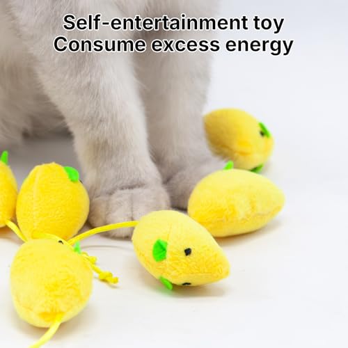 6-Pack Lemon Cat Toys Green&Yellow Cute Mouse for Kitten Play, Chase and Wrestle, PP Cotton & Catmint Filled, Teething and Chew Toys - color: 6-PCS