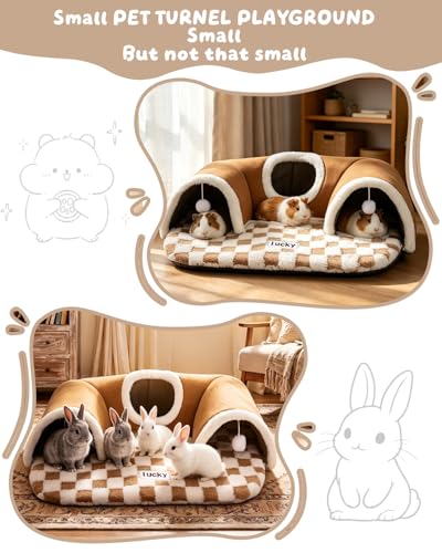 Extra Large Guinea Pig Hideout Tunnel, 22Lx16Wx5H Inches, Brown | Pet Tunnel for Dwarf Rabbits, Bunny, Chinchillas, Hamsters, Hedgehogs, Ferrets. Small Animal Tubes & Tunnels. Eay Assembly - color: Brown