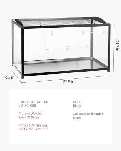 VEVOR Hamster Cage, 360 Viewing Transparent Hamster Habitats, Small Animal Cage - size: 37.8"L x 18.5"W x 21.7"H