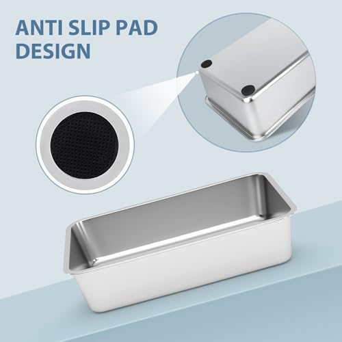 WENBOKMIN Stainless Steel Cat Litter Box - Litter Box for Cats - Easy to Clean, Never Absorbs Odor, Stains, or Rusts - Silver (17.7" L x 13.5" W x 4" H) - size: 17.7" L x 13.5" W x 4" H