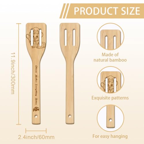 GLOBLELAND 6 Pcs Cartoon Mice Wooden Spoons Utensil Set Cheese Bamboo Carving Kitchen Cooking Utensils Cute Animals Wooden Engraved Cooking Spatula Set for Kitchen Fun House Warming Gift - color: Mice