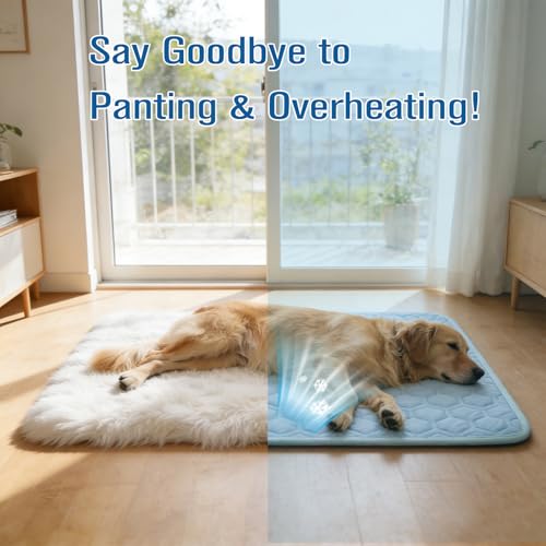 Dog Cooling Mat for Summer (Q-Max>0.5) Washable, Portable & Non-Toxic | Self-Cooling Bed for Dogs & Cats, High-Tech Fabric, For Crates, Beds, Cars - size: Medium