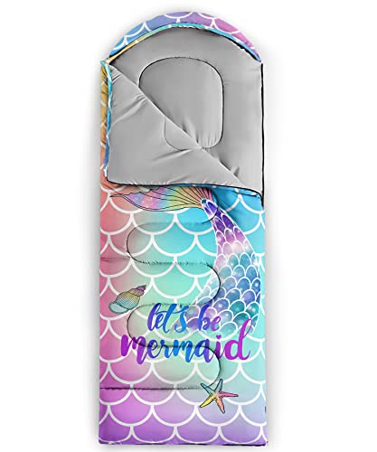 QOOMO Camping Sleeping Bags,3 Season Warm & Cool Weather,Lightweight,Waterproof Sleeping Bags for Adults & Kids,Traveling,and Outdoors,Camping Gear Equipment - color: Mermaid 5