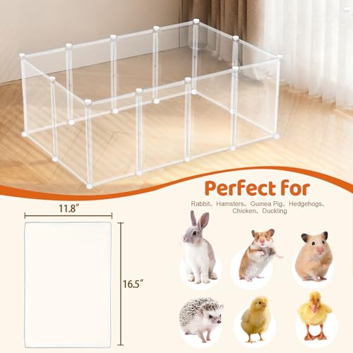 14 Pcs 16.5" H Small Animal Playpen, Indoor Puppy Playpen for Rabbits | Clear Transparent DIY Playpen Panels, 16.5" Tall Anti-Jump Height To Keep Rabbits, Kittens, Chicks And Hamsters Inside - style: 14 Panels