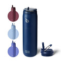 BOTTLE BOTTLE Stainless Steel Water Bottle 32 oz indigo blue | Straw Lid, Insulated Cup, Stay Cold Hot, Leak-Proof, Wide Mouth Water Bottles for Men - color: Indigo Blue