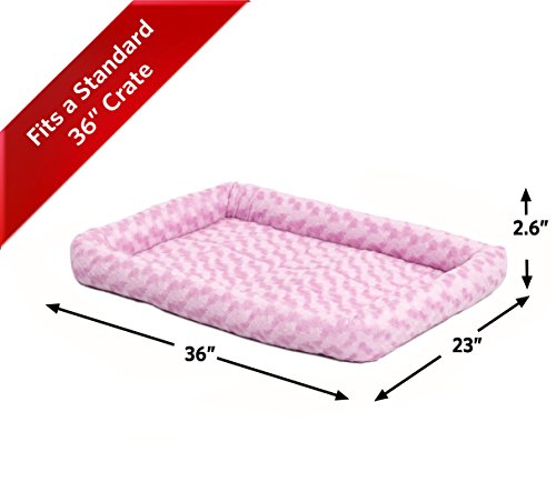 MidWest Homes for Pets QuietTime Fashion Dog Bed - Pink Faux Fur Bolster, Ultra-Soft and Machine Washable, Fits 36-Inch Crates and Carriers, for Medium to Large Breed Dogs - color: Pink, size: 36 Inch