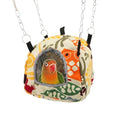 Wontee Bird Plush Hammock Parrot Hanging Snuggle Cave Happy Hut Tent for Parakeet Cockatiel Conure Lovebird Budgie Hamster Gerbil Rat Chinchilla Squirrel Cage (S, Beige Pattern) - color: Beige Pattern, size: S