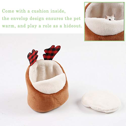 Soft Small Pet Bed, Hamster Nest Pouch Cute Mouse House Hammock Sugar Glider Hideout Cage Accessories, Bedding for Gerbil Degu Golden Bear Hedgehog