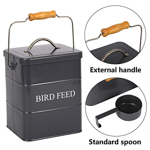 Bird Feeder,Bird Food Jar Pet Food Storage Airtight Food Storage Container-Gray - color: Gray
