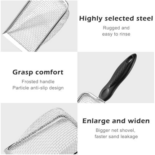 iayokocc Cat Litter Scoop,Stainless Steel Mesh Cat Litter Cleaner Corner Shovel, Long Handle Scooper Shovel Kitty Litter Scoop Easy to Clean, Cats Litters Shovel,Metal Garbage Shovel