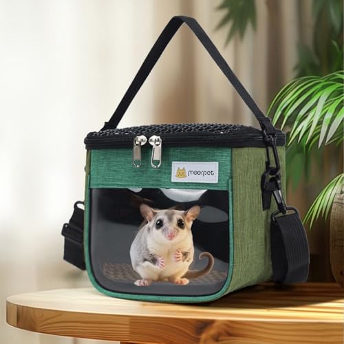 Guinea Pig Carrier Bag with Clear Window,Travel Portable Small Animal Carrier Sling Pouch for Hamster Bunny Lizard Bird(S,Green) - color: Green, style: S