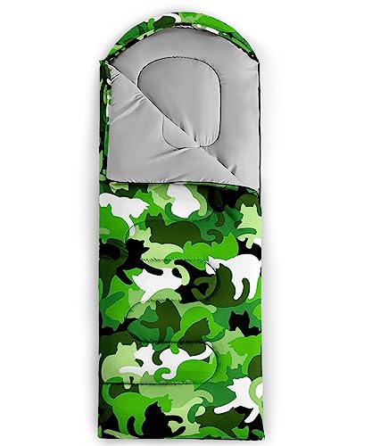 AILONEN Mermaid Scales Print Camping Sleeping Bag,Lightweight & Waterproof,3 Season Warm & Cool Weather,Portable Bags for Girls Women Travelling,Outdoors - color: Cat9