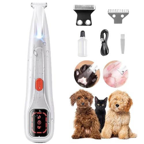 2026 New Pet Precision Trimmer, Dog Paw Trimmer with LED Light, Ultra Quiet | IP68 Waterproof, Dual-Speed Motor, Suit for Trimming Paw, Ear, Face, Butt, Eyebrows, USB Rechageble - color: White Variant