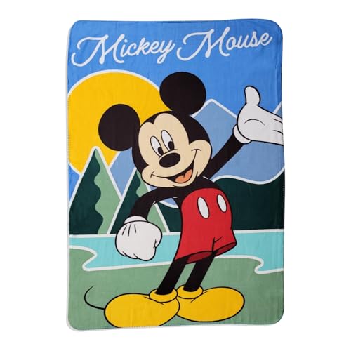 MickeyMouse Disney Mickey Mouse BAM with Pink and Blue Comic Figures Fleece Blanket (Light Blue)