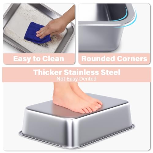 Stainless Steel Litter Box for Kitten, Small Litter Box 2 Pack | 15.7"×11.8"×4",Easy Entry, Non Odor, Easy to Clean, Metal Litterbox for Cat, Rabbit - size: 2 Pack-Small (15.7"×11.8"×4")