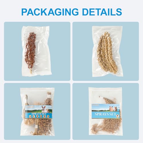 Hamster Spray Set - Natural Snack Grains & Chew Toys for Cage Decoration Accessories, Soft Bedding for Dwarf Syrian Hamsters, Gerbils, Mice & Small Pets - size: 6 Kinds of Grains