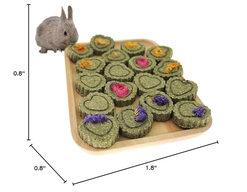 Hamiledyi 36Pcs Bunny Chew Toys,Natural Timothy Hay Handmade Grass Cakes Molar Treats for Bunny Chinchilla Guinea Pig Dwarf Rabbit Improves Teeth Health